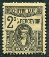 N°38-1923-TUNISFR-DEESSE CARTHAGINOISE-2C-NOIR S/JAUNE