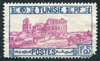 N°138-1926-TUNISFR-AMPHITHEATRE D'EL DJEM-1F05-BLEU ET ROSE