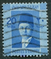 N°0195-1937-EGYPTE-ROI FAROUK-20M-BLEU