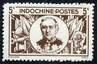 N°264-1943-INDOCHINE-PIERRE DE LA GRANDIERE-5C-BRUN