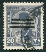 N°0337-1953-EGYPTE-ROI FAROUK-20M-GRIS/ARDOISE