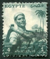 N°0367A-1954-EGYPTE-FEILAH-4M-VERT/BLEU