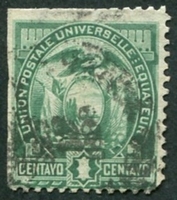 N°0015-1887-EQUATEUR-ARMOIRIES-1C-VERT