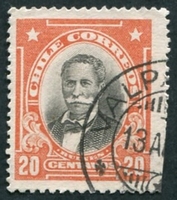 N°0093-1911-CHILI-GENERAL BULNES-20C-VERMILLON ET NOIR