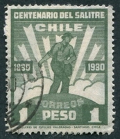 N°0150-1930-CHILI-100 ANS EXPORT DES NITRATES-1P-VERT/GRIS