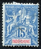 N°008-1892-INDOCHINE-15C-BLEU