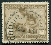 N°114-1923-CONGO BE-ORNEMENTATION-1F-BRUN