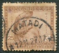 N°110-1923-CONGO BE-VANNERIE-25C-BRUN ROUGE