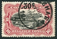 N°098-1922-CONGO BE-CHUTES DE STANLEY-30C S/10C-CARMIN