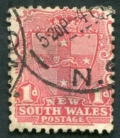 N°075-1897-NOUV GALLES SUD-ARMOIRIES DE VICTORIA-1P-ROSE