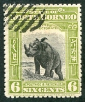 N°136-1909-BORNEO NORD-FAUNE-RHINOCEROS DE SUMATRA-6C