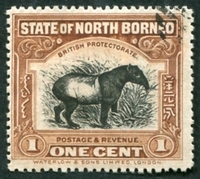 N°131-1909-BORNEO NORD-FAUNE-TAPIR-1C-BRUN