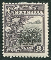 N°127-1918-MOZAMBIQUE CIE-CHAMP DE COTON-8C-BRUN ET NOIR