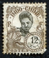 N°111-1922-INDOCHINE-CAMBODGIENNE-12C-BRUN