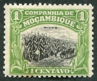 N°116-1918-MOZAMBIQUE CIE-RECOLTE DU MAIS-1C-VERT ET NOIR