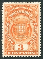 N°34-1919-MOZAMBIQUE CIE-ARMOIRIES-3C-ORANGE