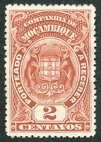 N°33-1919-MOZAMBIQUE CIE-ARMOIRIES-2C-ROUGE FONCE