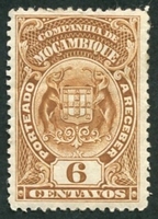 N°36-1919-MOZAMBIQUE CIE-ARMOIRIES-6C-BISTRE