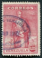 N°0160-1930-VENEZUELA-SIMON BOLIVAR-25C-ROUGE