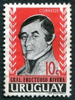N°0697-1962-URUGUAY-GENERAL R.RIVERA-10C-ROUGE ET NOIR