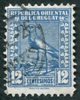 N°0315-1925-URUGUAY-OISEAU-VANNEAU TERU-TERO-12C-BLEU