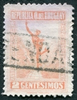 N°0253-1923-URUGUAY-MERCURE-2C-ROUGE/ORANGE