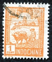 N°127-1927-INDOCHINE-LABOUREUR-1C-ORANGE