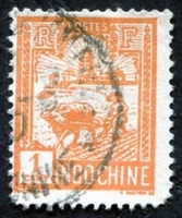 N°127-1927-INDOCHINE-LABOUREUR-1C-ORANGE