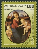 N°1291-1983-NICARAGUA-TABLEAU RAPHAEL-MADONE ESTERHAZY-1C