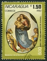 N°1292-1983-NICARAGUA-TABLEAU RAPHAEL-MADONE SIXTINE-1C50