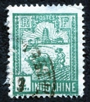 N°128-1927-INDOCHINE-LABOUREUR-2C-VERT