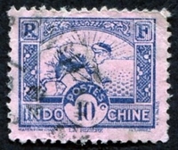 N°216-1941-INDOCHINE-RIZIERE-10C-BLEU S ROSE