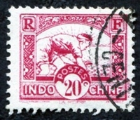 N°163-1931-INDOCHINE-RIZIERE-20C-ROSE CARMINE