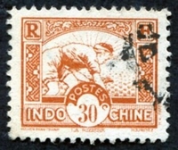 N°166-1931-INDOCHINE-RIZIERE-30C-BRUN JAUNE