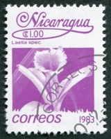 N°1260-1983-NICARAGUA-FLEURS-LAELLA SPEC-1C-VIOLET CLAIR