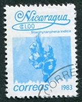 N°1257-1983-NICARAGUA-FLEURS-STACHYTARPHETA-1C-BLEU