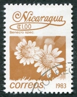 N°1251-1983-NICARAGUA-FLEURS-SENECIO SPEC-1C-BRUN CLAIR