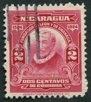 N°0456-1924-NICARAGUA-HERNANDEZ DE CORDOBA-2C-ROUGE CARMIN