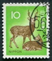 N°1033-1971-JAPON-FAUNE-DAIMS SIKA-10Y