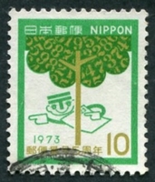 N°1085-1973-JAPON-ARBRE ET SYMBOLE-10Y