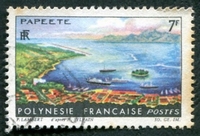 N°032-1964-POLYNESIE-PAYSAGE-PORT DE PAPEETE-7F