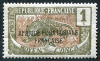 N°072-1924-CONGO FR-PANTHERE-1C-GRIS OLIVE ET BRUN