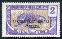 N°073-1924-CONGO FR-PANTHERE-2C-VIOLET ET BISTRE