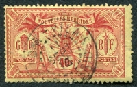 N°032-1911-N HEBRIDES-IDOLE INDIGENE-40C-ROUGE S/JAUNE
