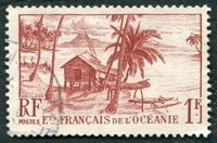 N°188-1948-OCEANIE-CABANE DE PECHEURS-1F-BRUN/ROUGE
