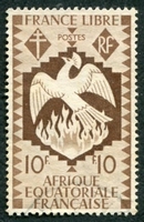 N°153-1941-AFRIQUE EQUAT FR-SERIE DE LONDRES-10F-BRUN