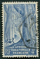 N°220-1947-AFRIQUE EQUAT FR-FORET EQUATORIALE-4F-BLEU