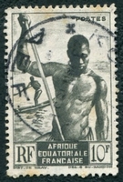 N°223-1947-AFRIQUE EQUAT FR-PIROGUIER DU NIGER-10F