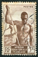 N°221-1947-AFRIQUE EQUAT FR-PIROGUIER DU NIGER-5F