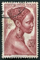 N°225-1947-AFRIQUE EQUAT FR-JEUNE FILLE BACONGO-20F